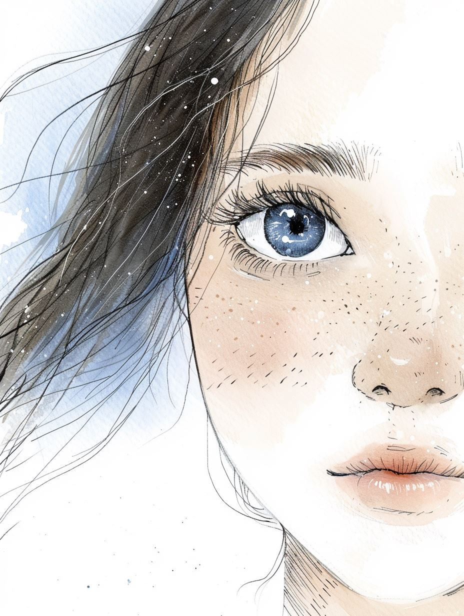 Ethereal Gaze Watercolor Portraits - Image 4