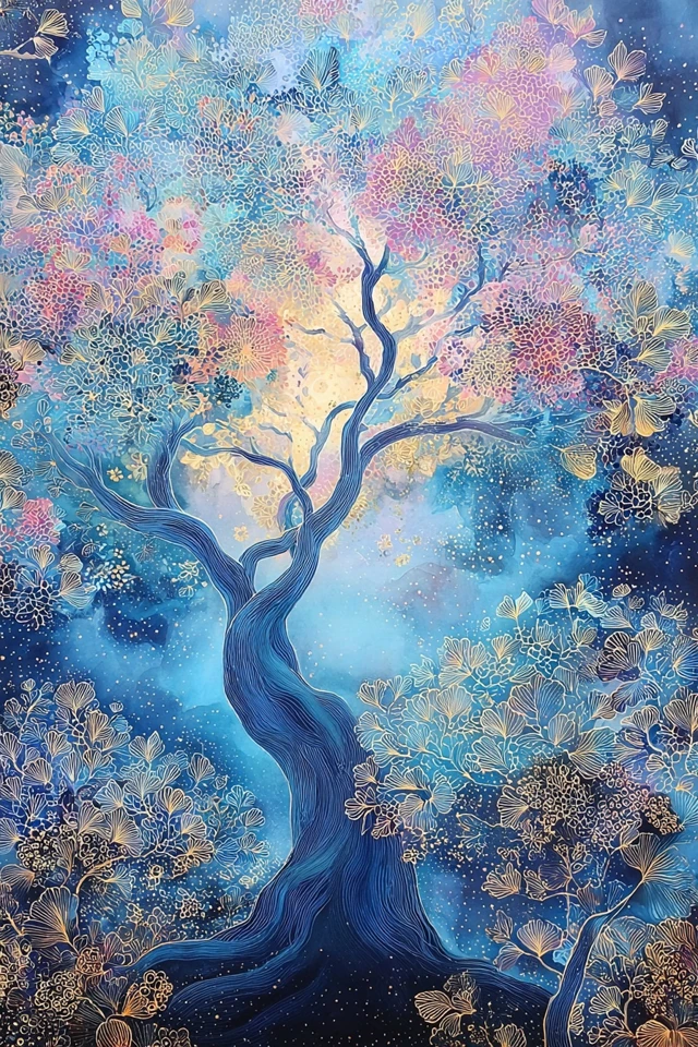 Celestial Dreams in Azure and Gold - Image 5