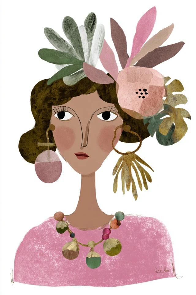 Botanical Muse Portrait - Image 1