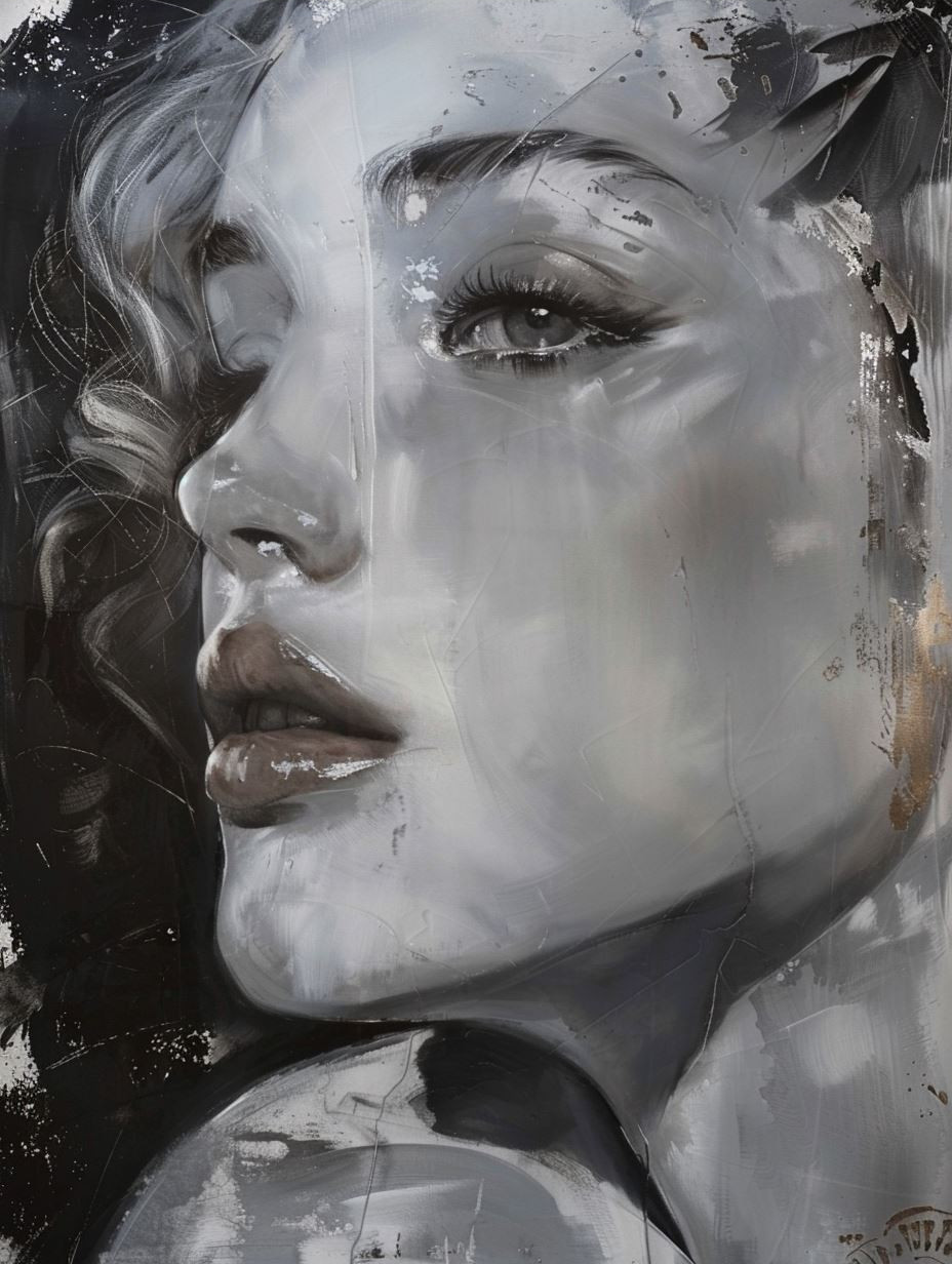 Ethereal Monochrome Fluid Portrait - Image 3