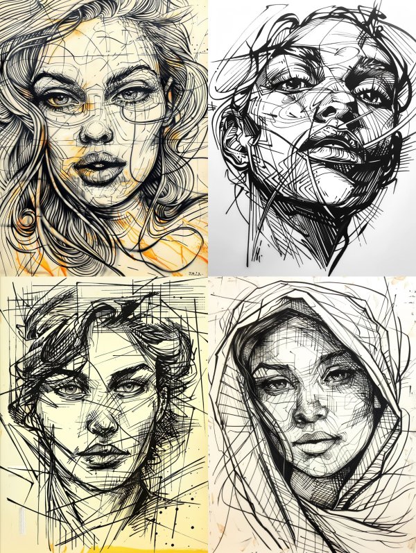 Fragmented Soul Ink Portrait