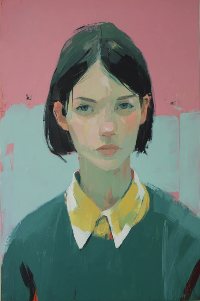 Modernist Pastel Portrait - Image 1