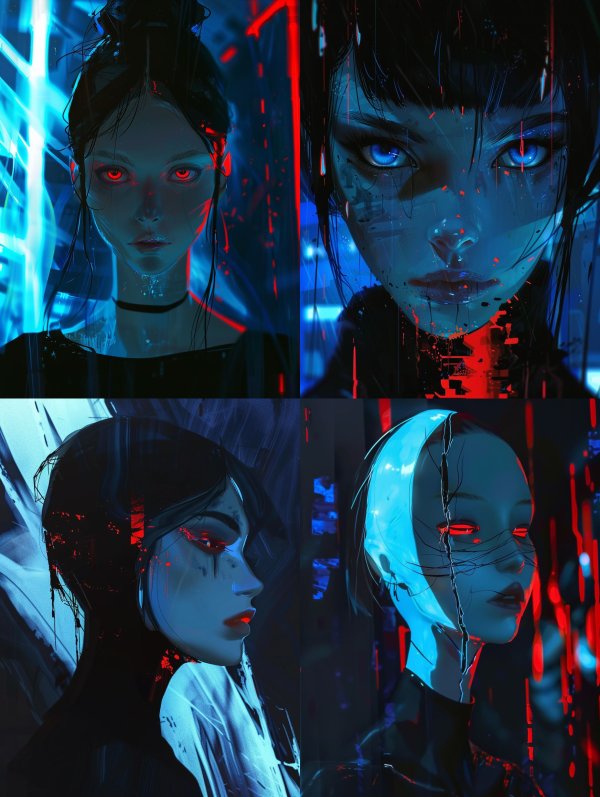 Neon Cybernetic Android Portraits
