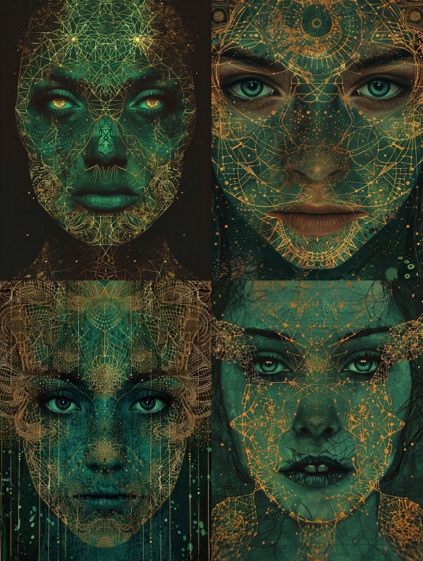 Ethereal Gilded Cybernetic Portraits