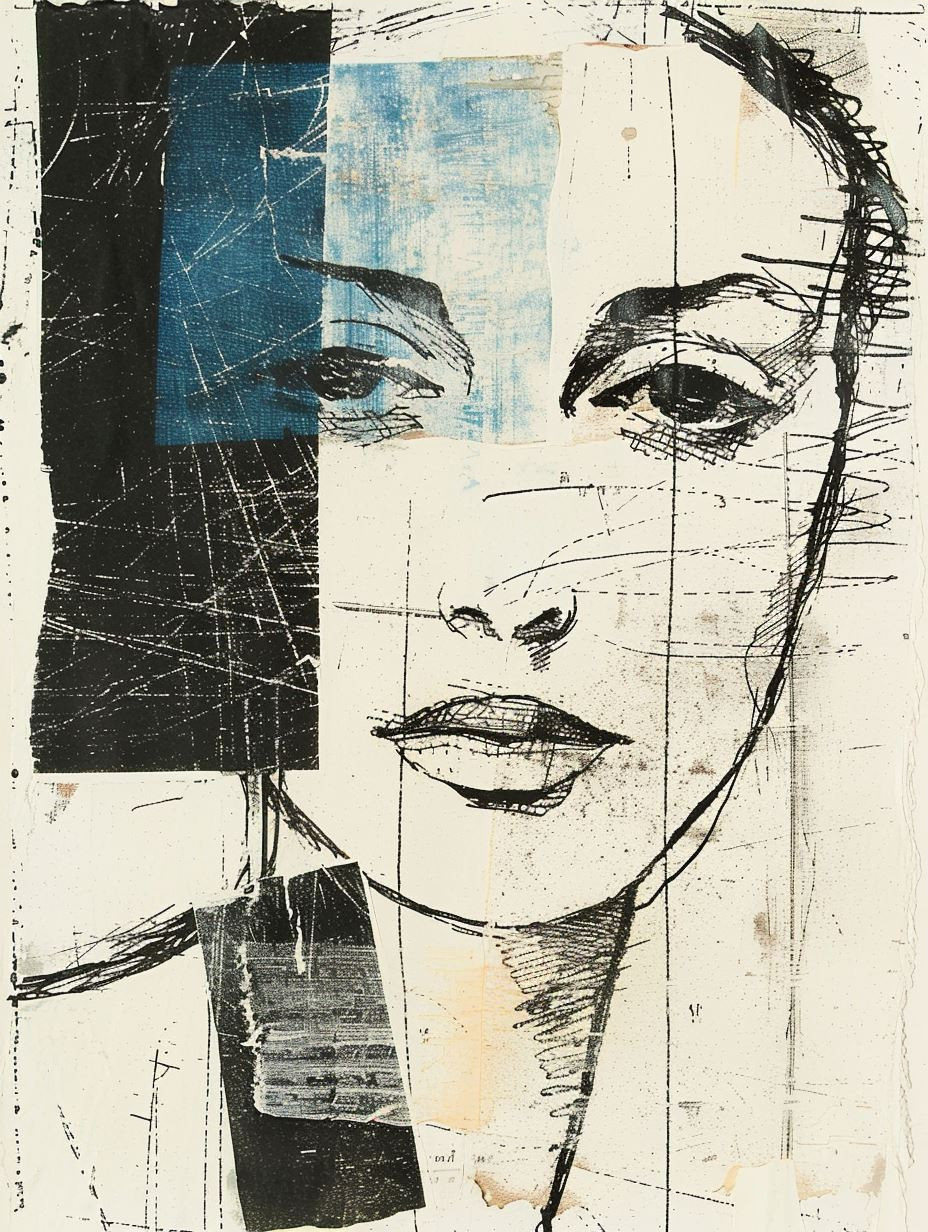 Fragmented Blue Gaze Collage - Image 3