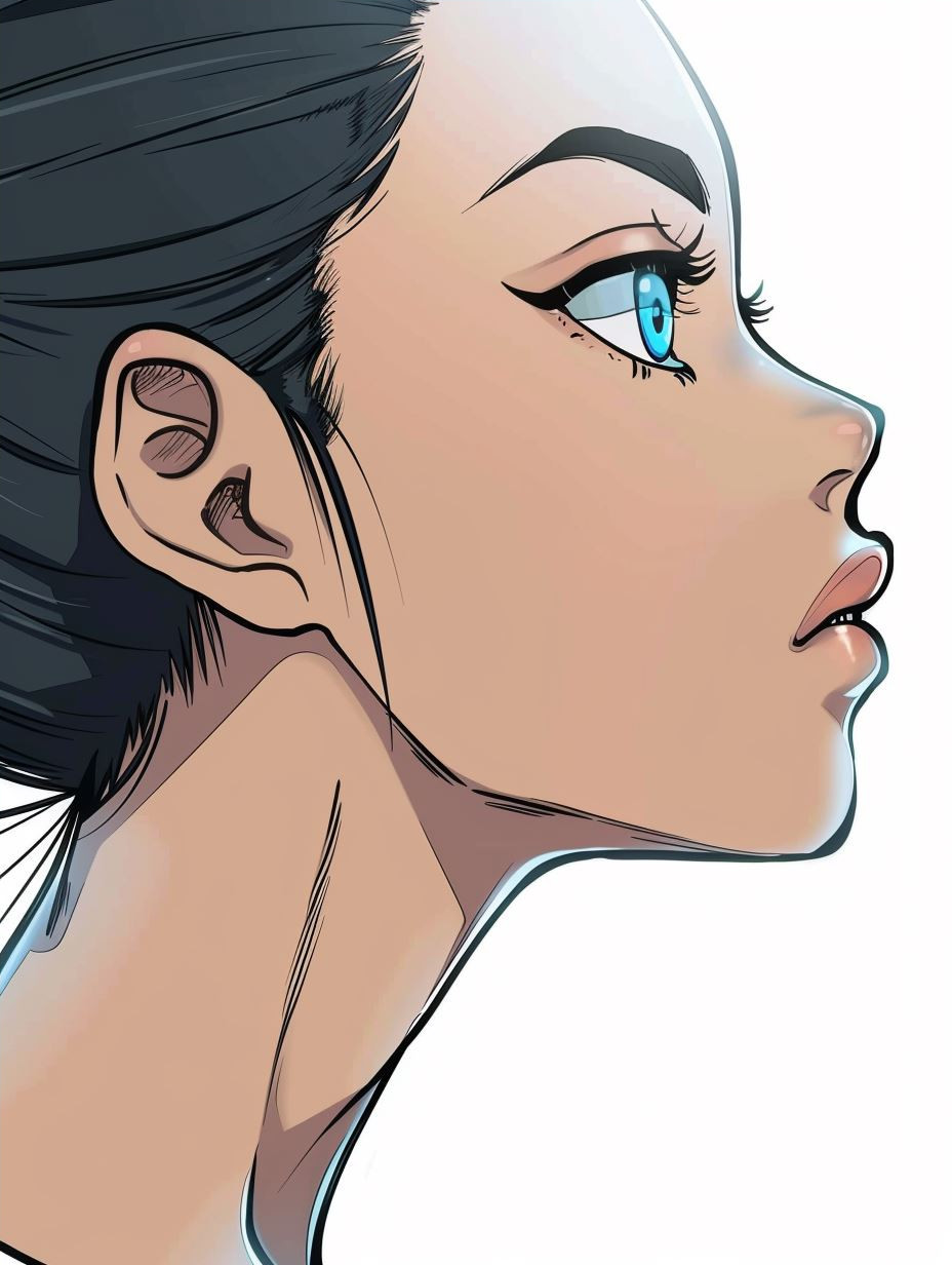 Azure Gaze: Anime Girl Portrait Study - Image 4