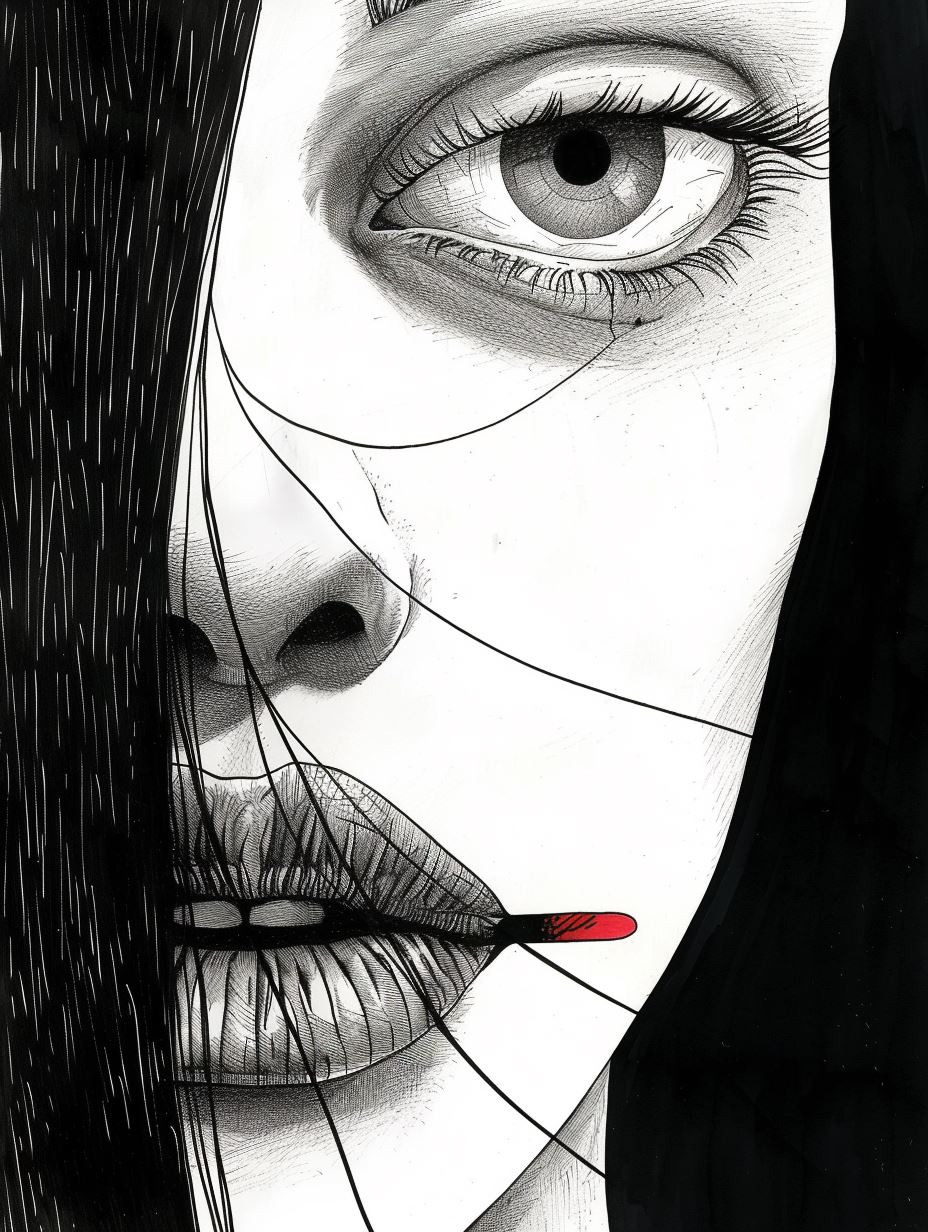 Fragmented Gazes in Monochrome Ink - Image 2