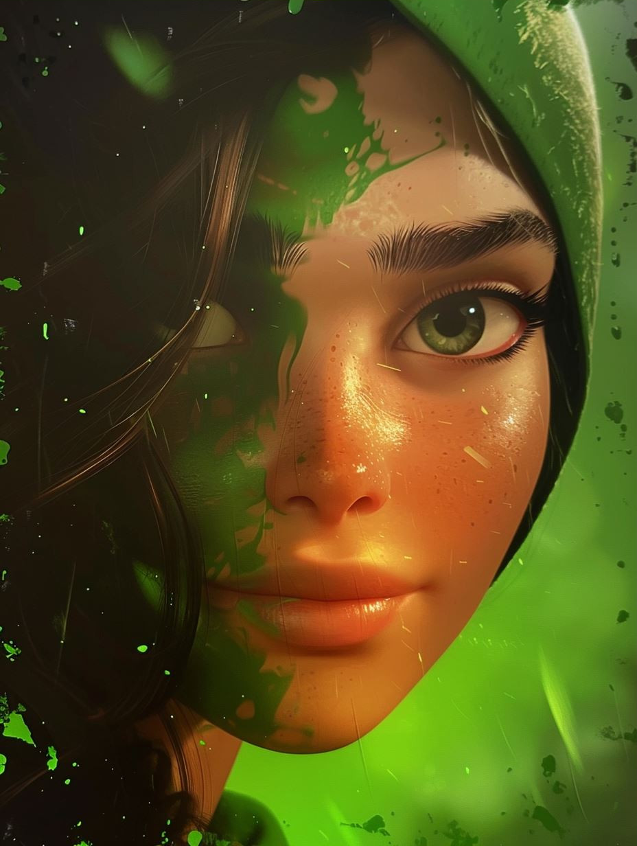 Ethereal Emerald Glow Portraits - Image 3