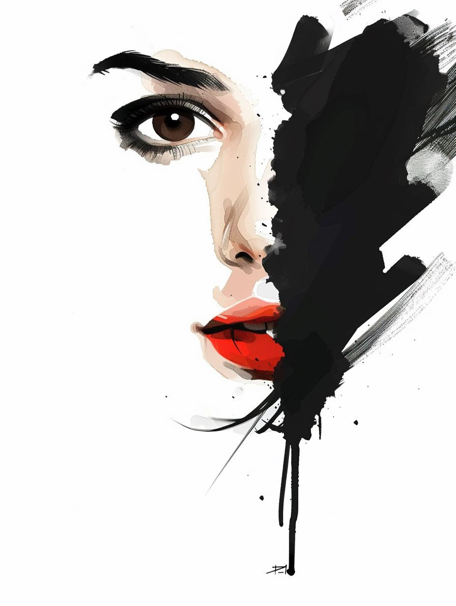 Crimson Drip Digital Portrait - Image 2