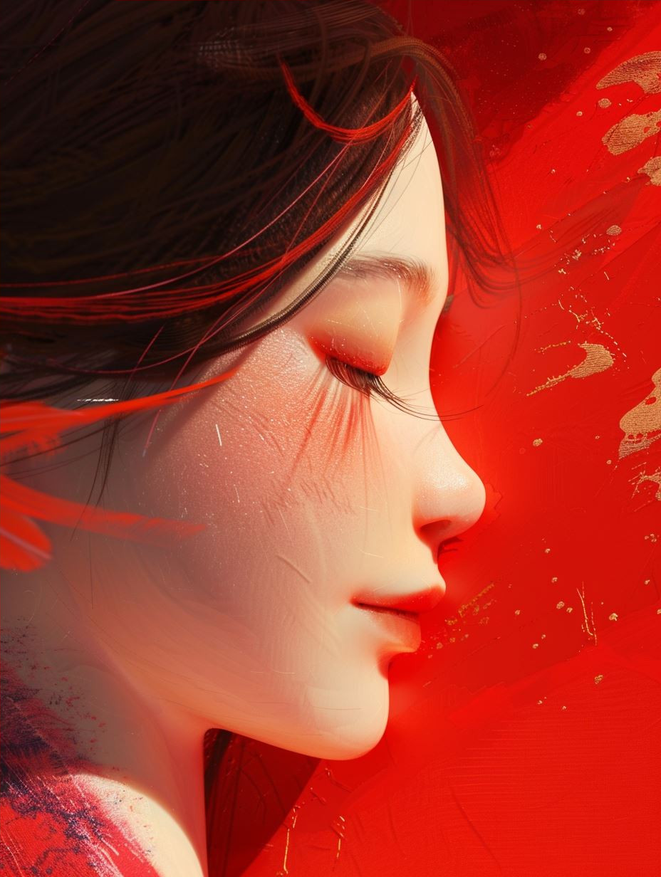 Crimson Dreams of Ethereal Beauty - Image 4