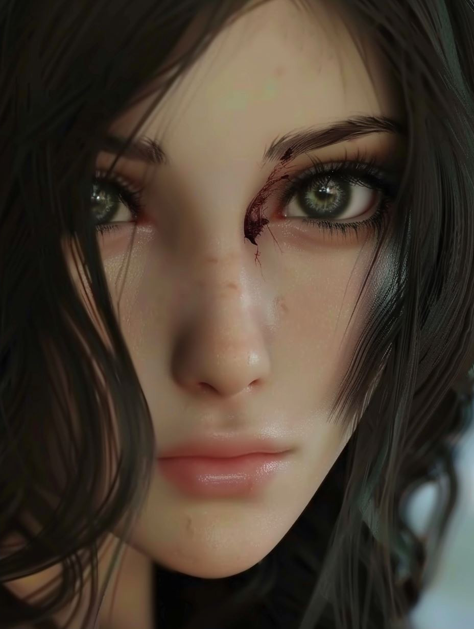 Crimson Gaze Ethereal Portrait - Image 2