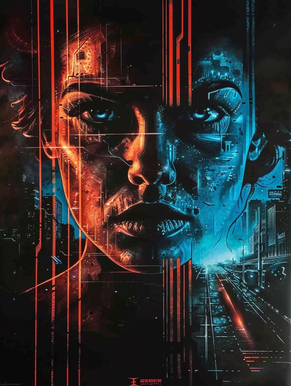 Neon Rain Cyberpunk Portrait - Image 2
