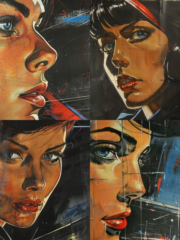 Noir Cinematic Portrait Grid