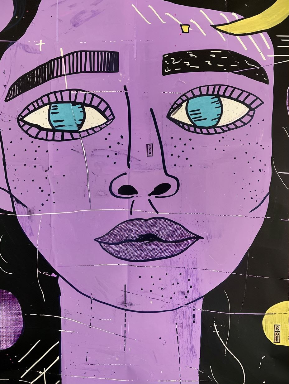Abstract Purple Portrait Study - Image 1