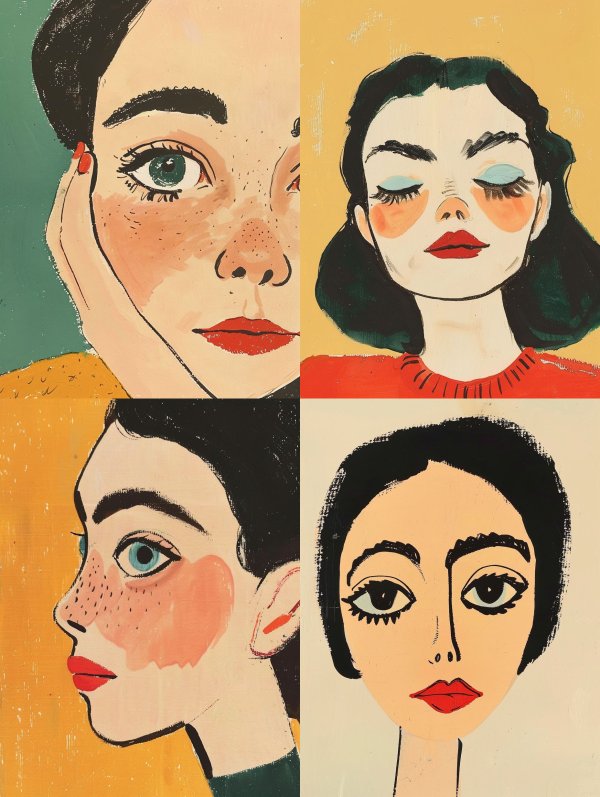 Modernist Portraits in Flat Color