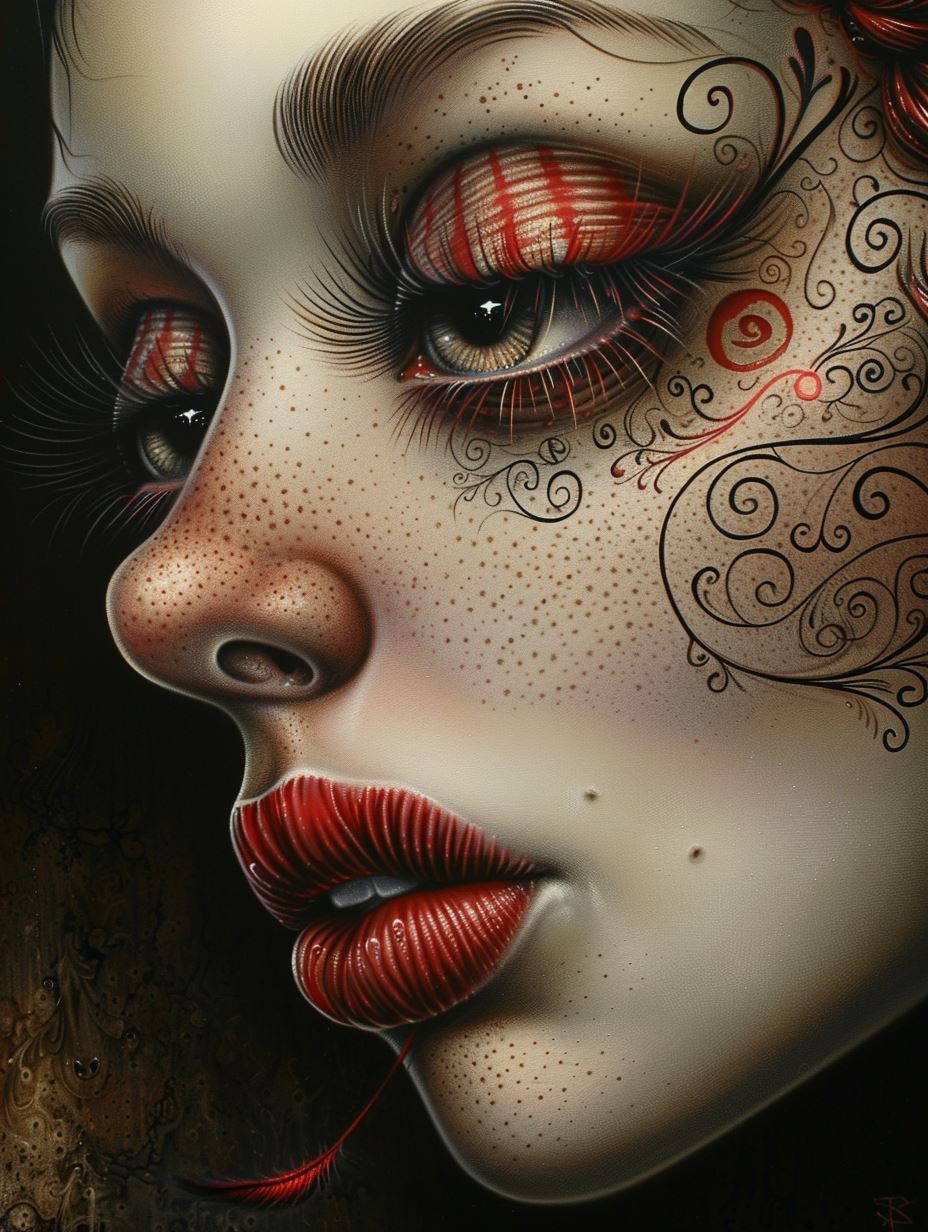 Melancholy Gaze of Freckled Beauty - Image 4