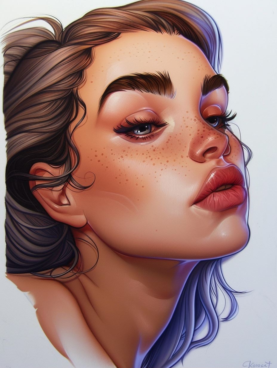 Luminous Freckled Digital Portrait - Image 1