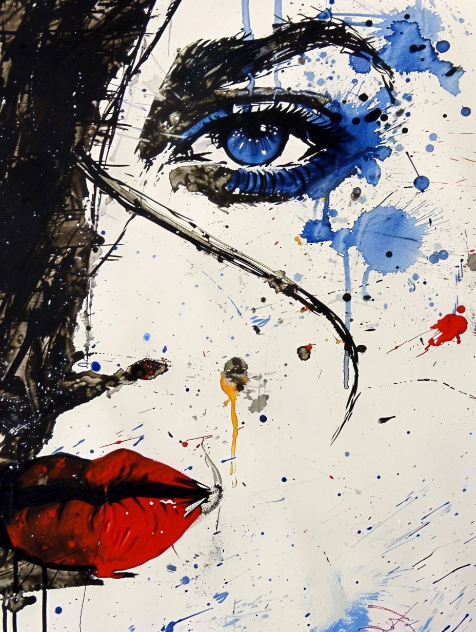 Abstract Blue Splatter Portraiture - Image 4