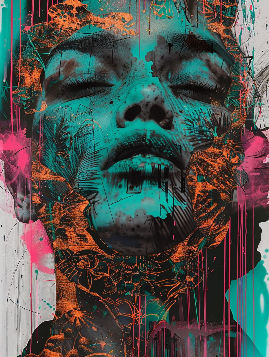 Neon Soul: Abstract Portrait Collage - Image 2