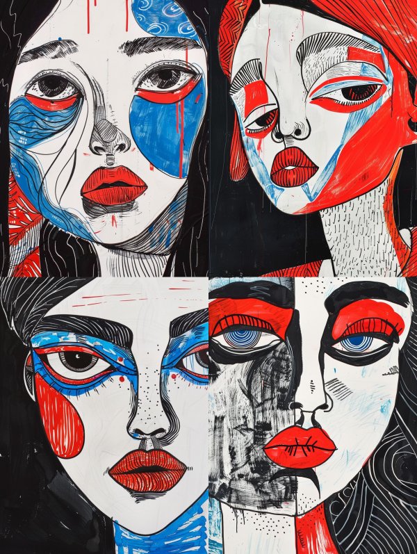 Fragmented Visions in Red and Blue