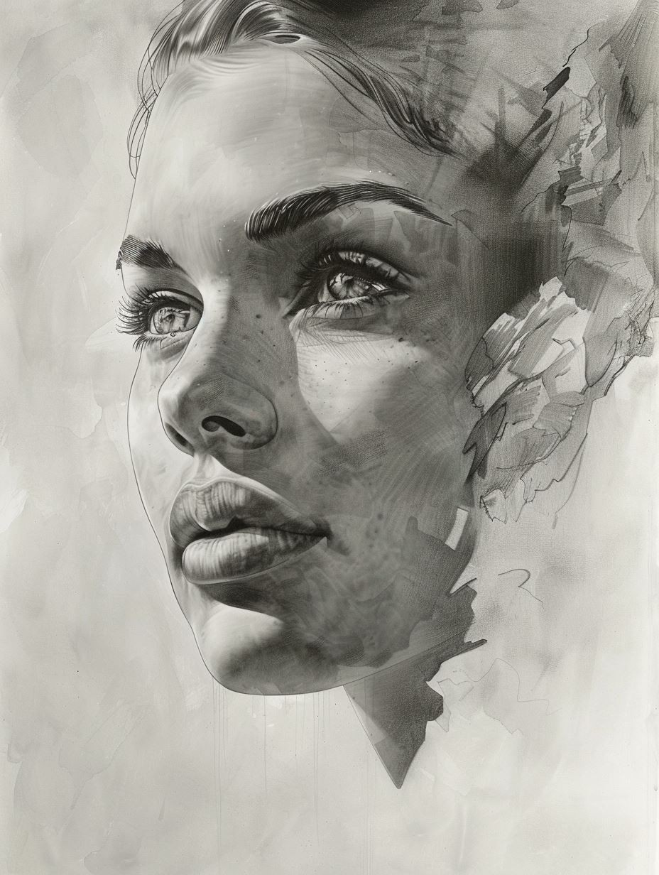Ethereal Monochrome Digital Portrait - Image 4