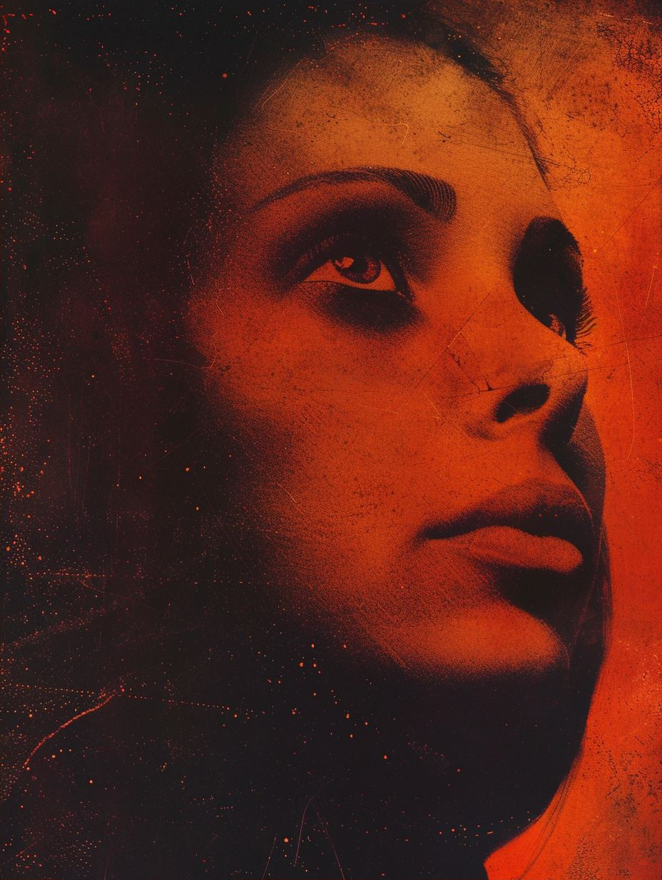 Crimson Texture Portrait Study - Image 2