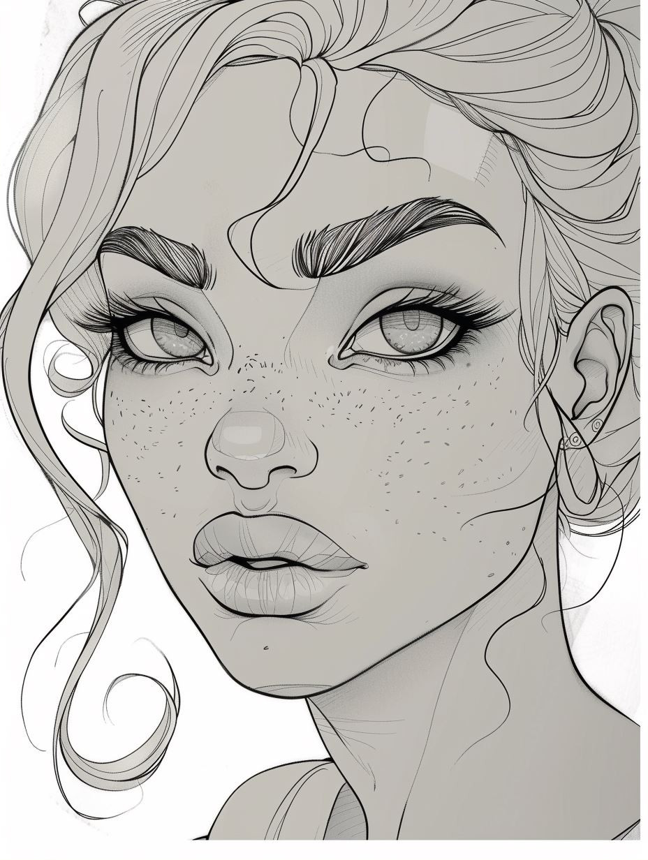 Ethereal Gaze: A Study in Line Art - Image 2
