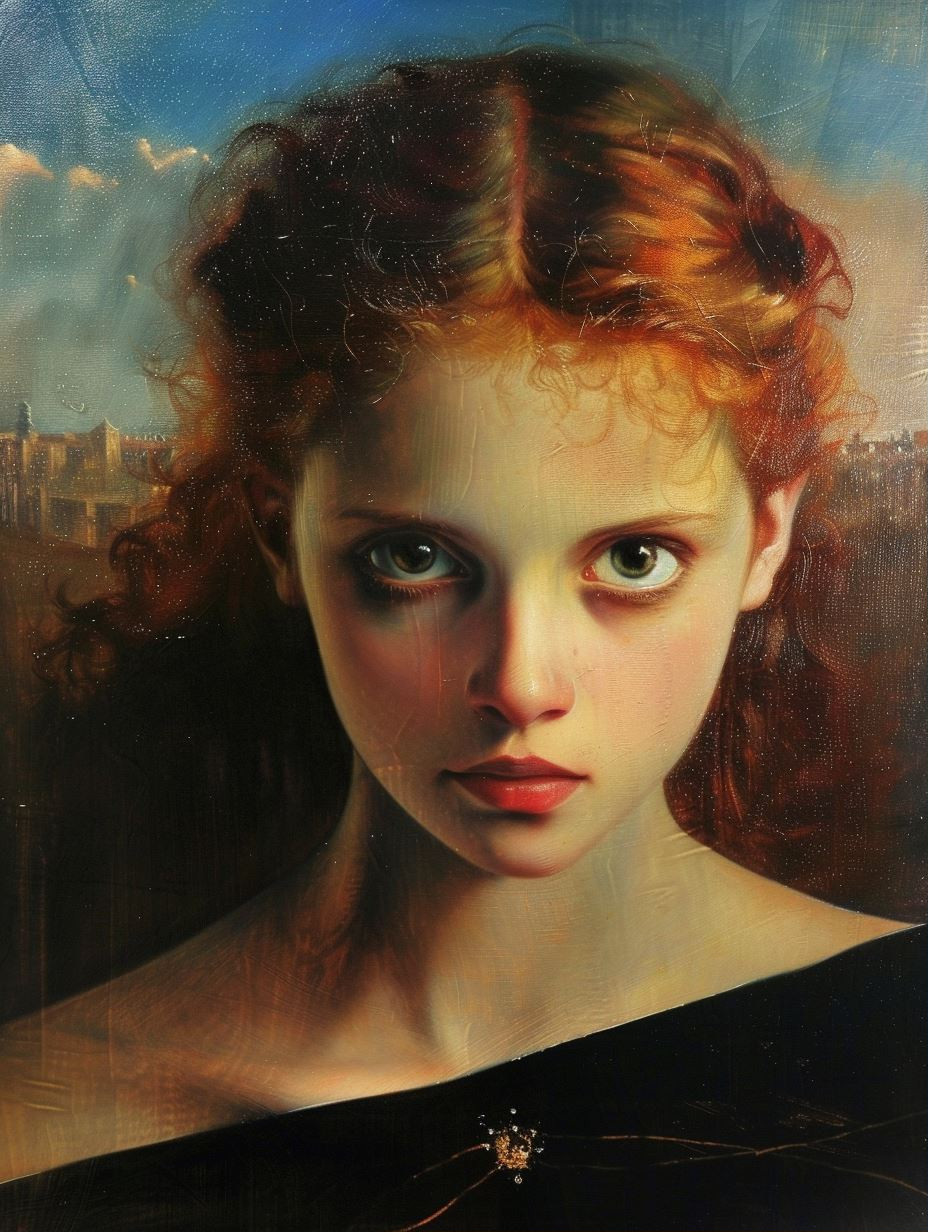 Ethereal Gaze of Crimson Curls - Image 1