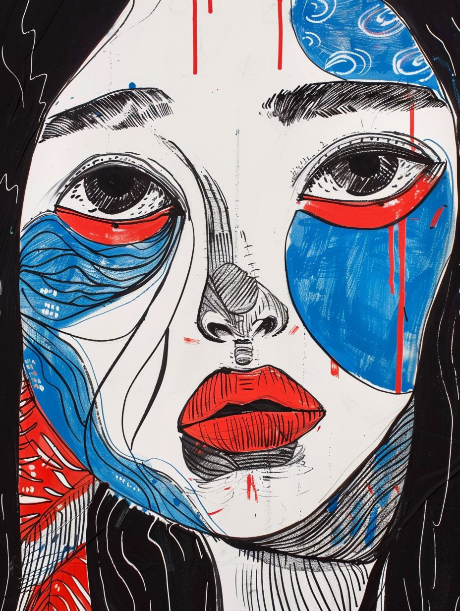 Fragmented Visions in Red and Blue - Image 1