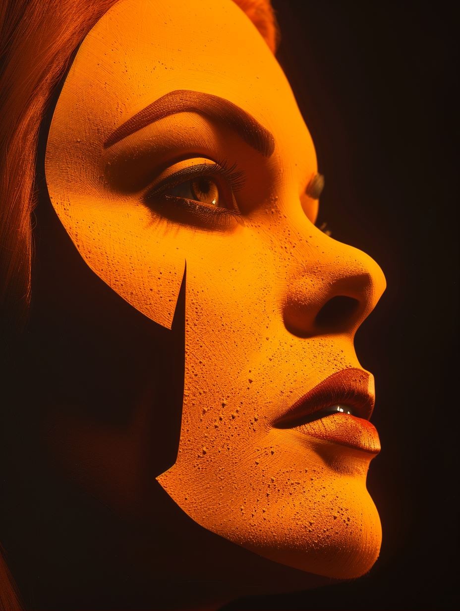 Golden Mask Surrealist Portrait - Image 1