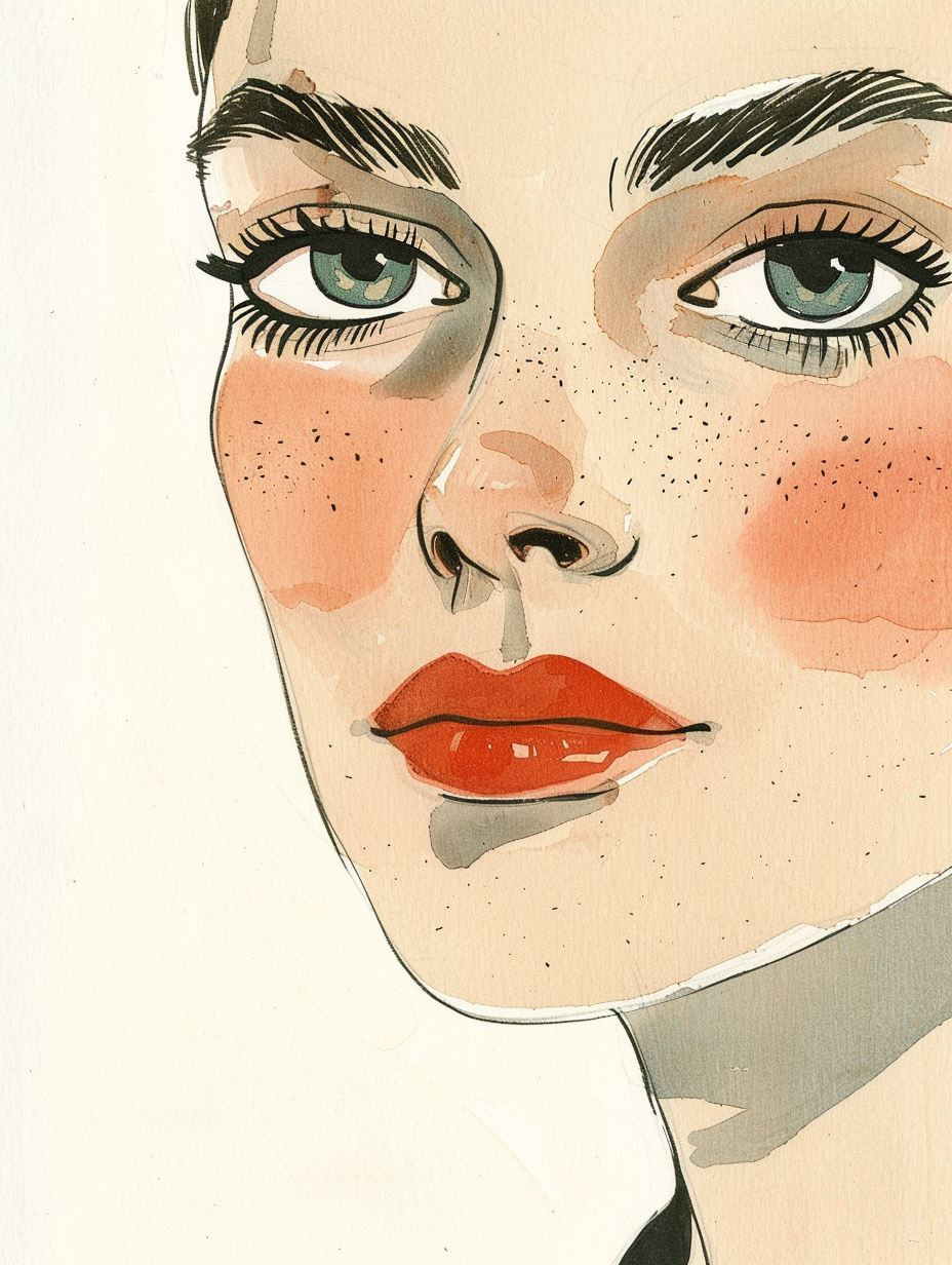 Modernist Watercolor Portrait Studies - Image 3