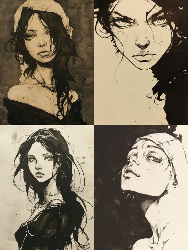 Dark Ethereal Ink Portraits