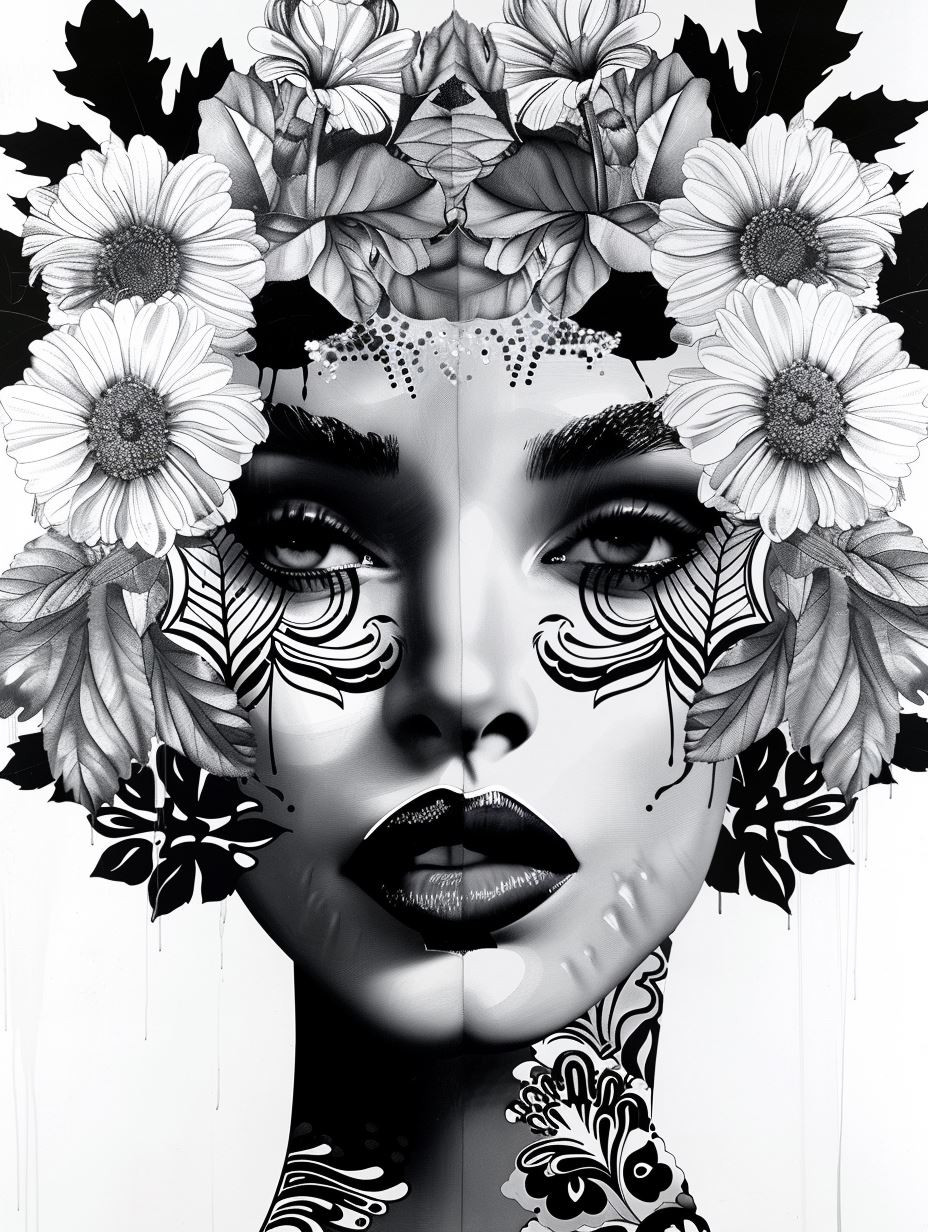 Monochrome Floral Gothic Portraits - Image 4