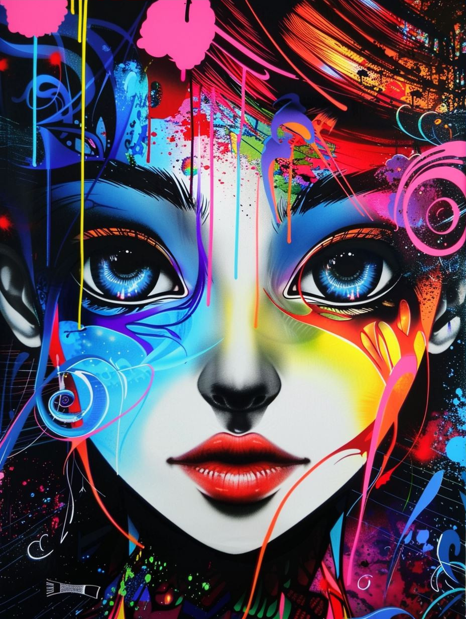 Neon Dreams: A Quad-Portrait Study - Image 3
