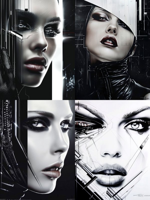 Cybernetic Elegance in Monochrome