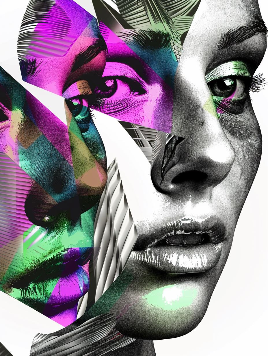 Fragmented Chrome Cybernetic Portrait - Image 2
