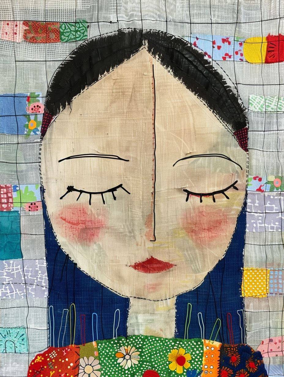 Whimsical Faces in Mixed Media Collage - Image 4