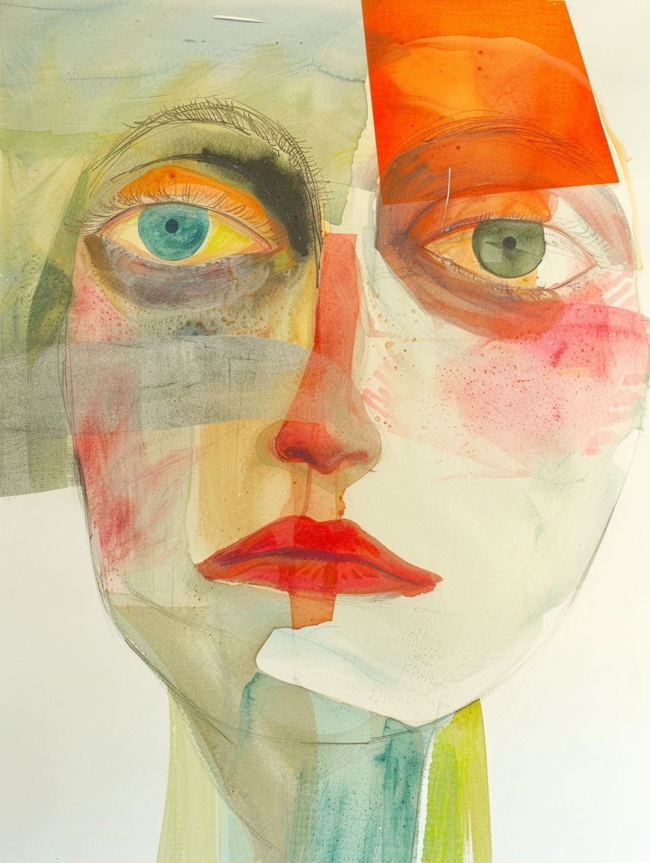 Abstract Fragmented Watercolor Portraits - Image 1