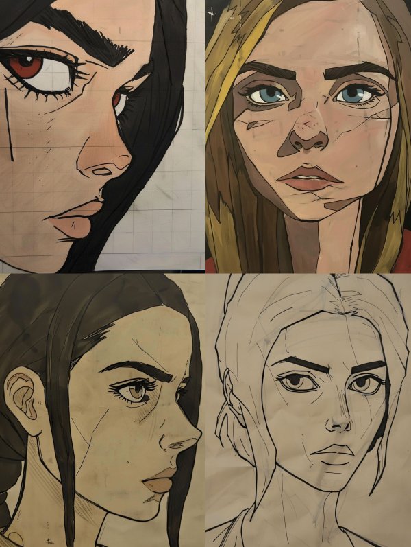 Stylized Character Portrait Sketches
