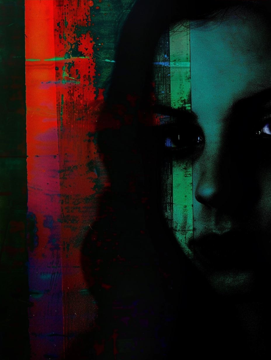 Fragmented Gaze in Neon Rust - Image 4