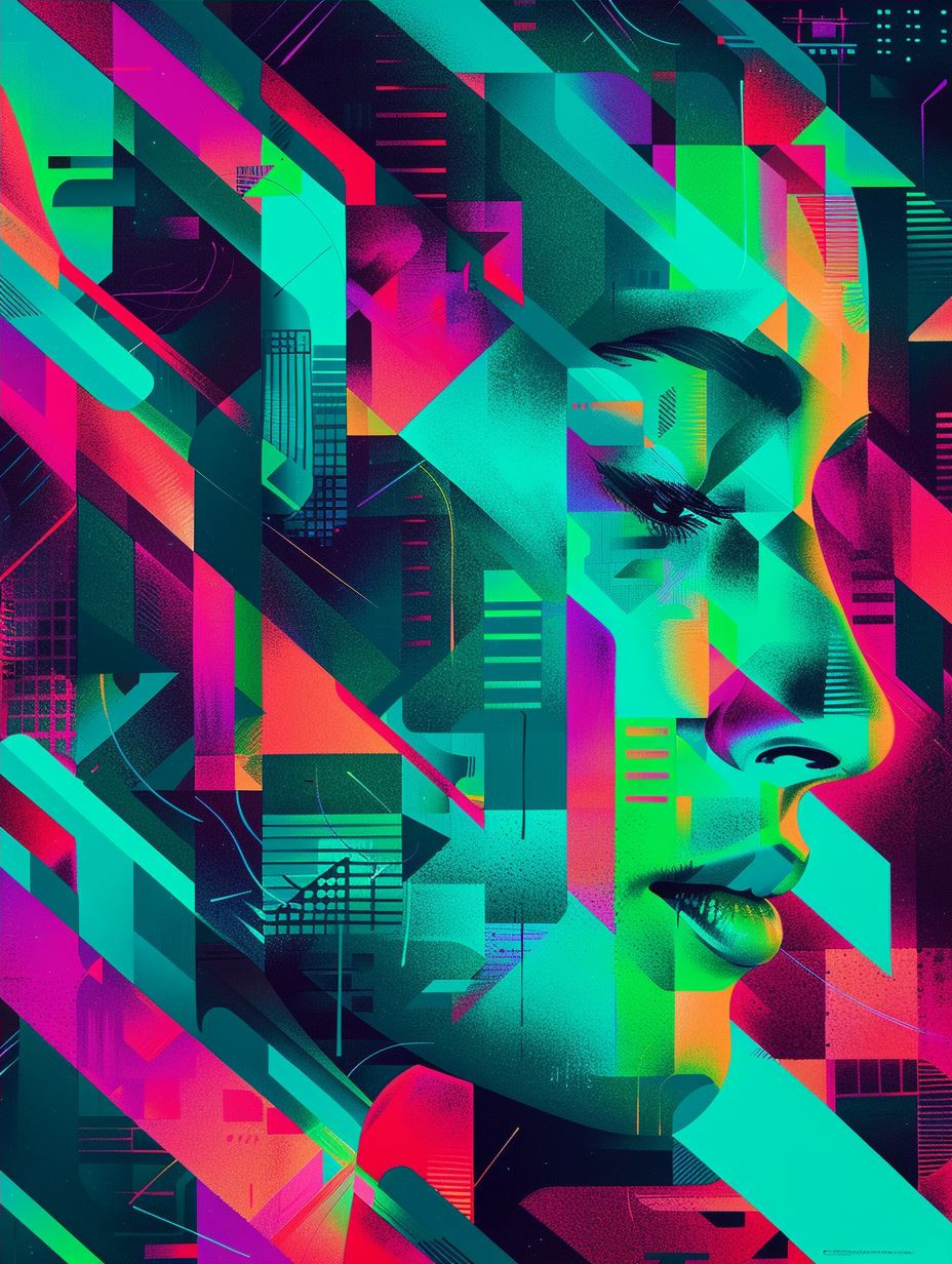 Neon Glitch Cybernetic Portraits - Image 4