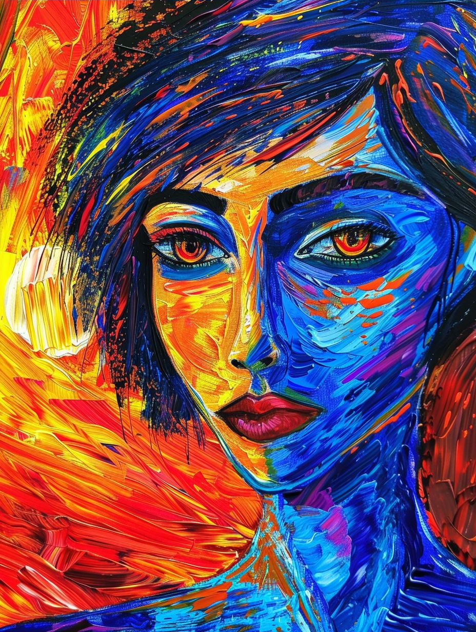 Vibrant Impasto Emotional Portrait - Image 3