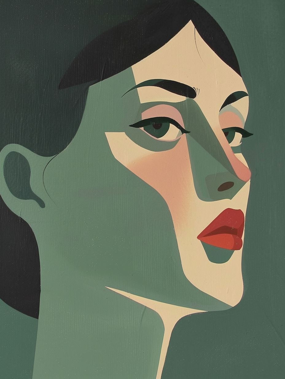 Geometric Emerald Portrait Study