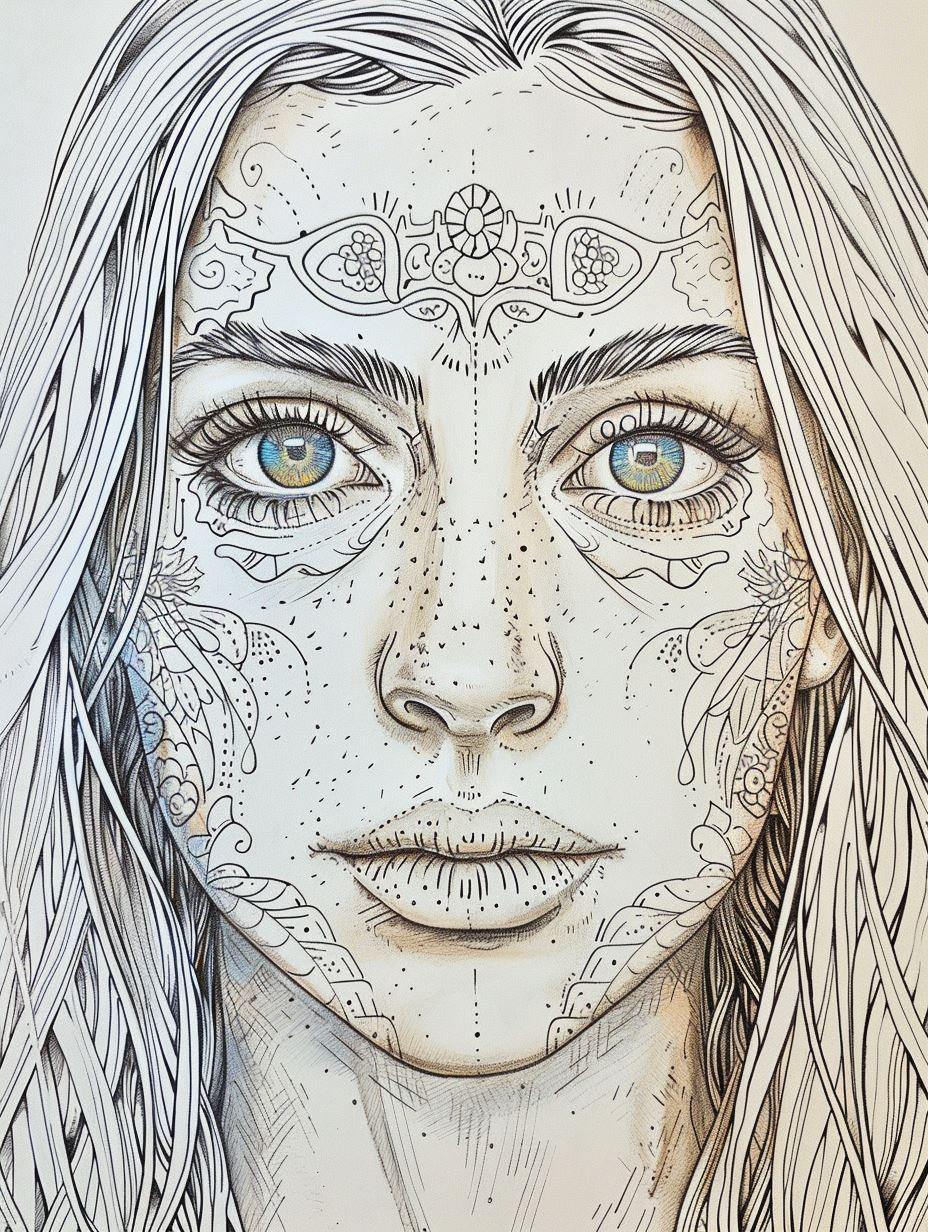Intricate Soul: A Study in Line Art - Image 1