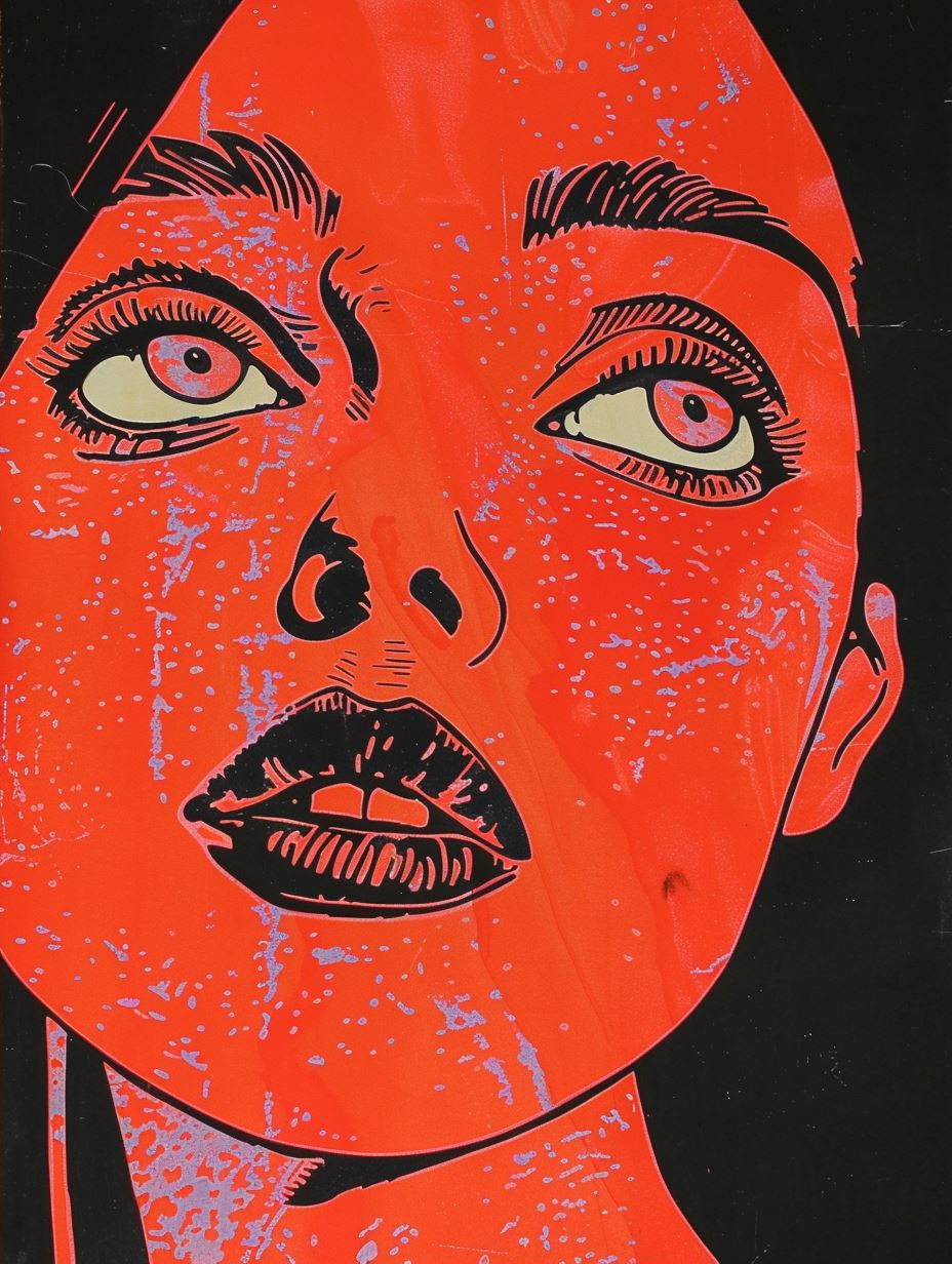Crimson Halftone Pop Art Portrait - Image 2