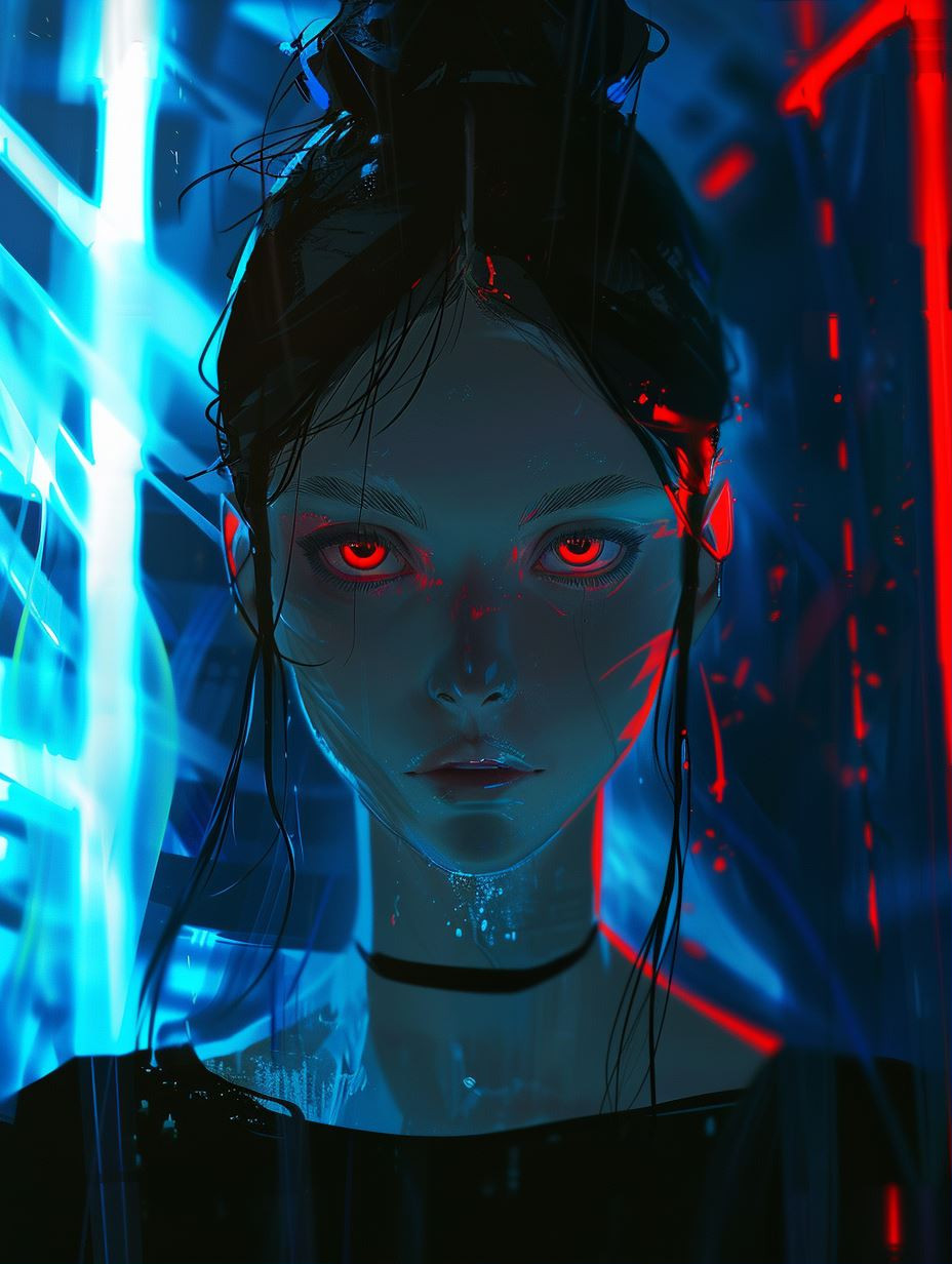 Neon Cybernetic Android Portraits - Image 1
