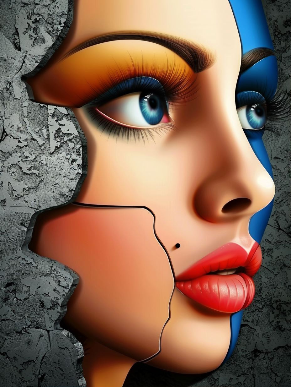 Fragmented Beauty in Surreal Contrast - Image 1