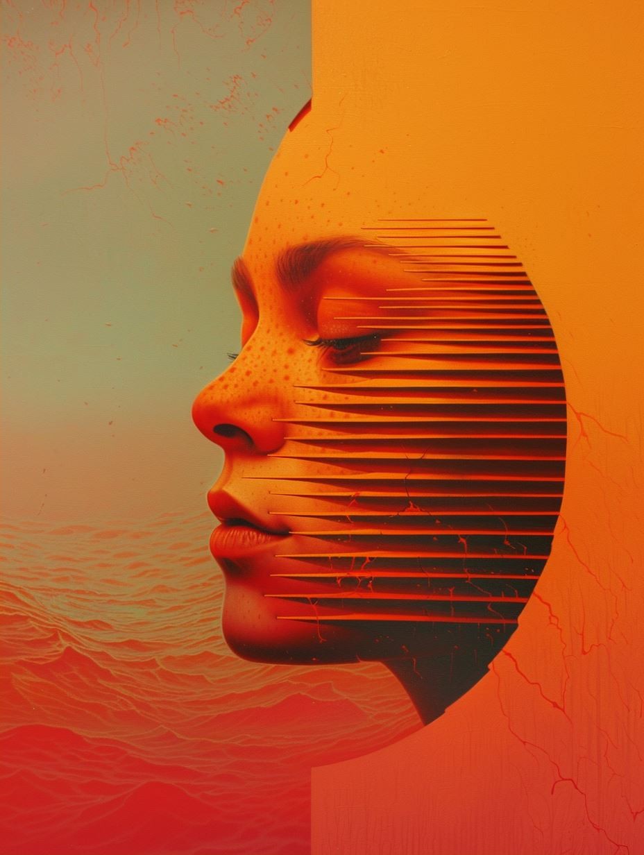 Crimson Dream Surrealist Portrait - Image 2