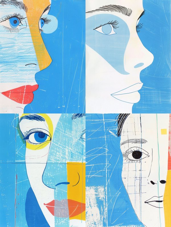 Fragmented Visions in Blue