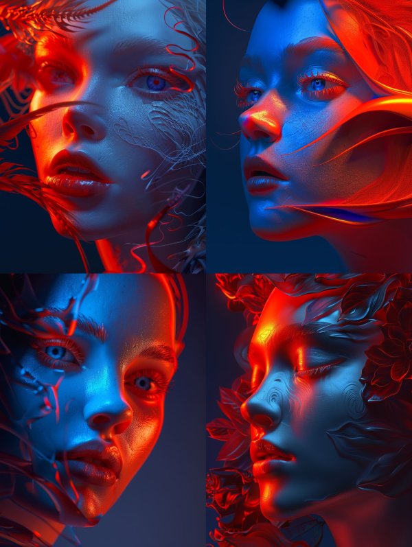 Neon Contrast Cybernetic Portrait